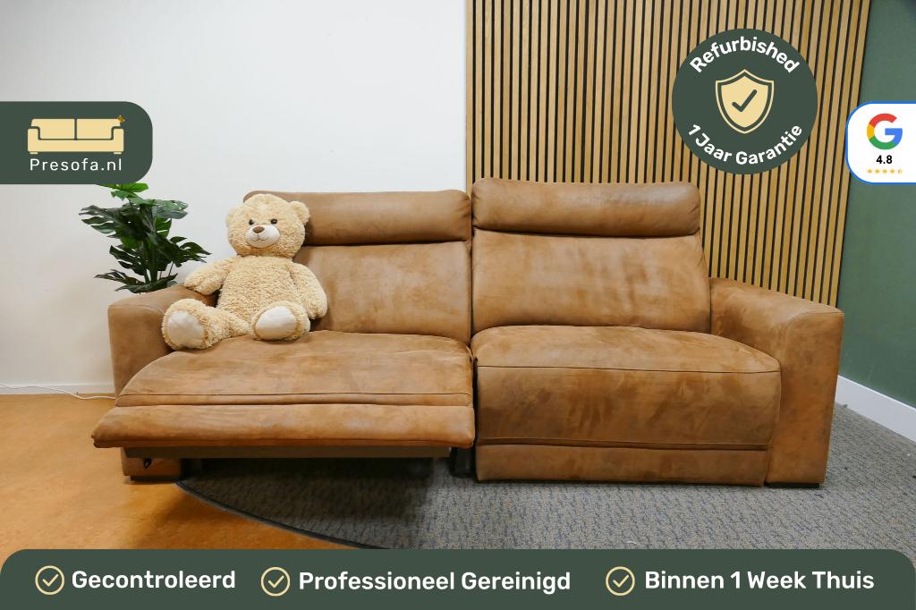 2 zits Bank Electrisch Microvezel Bruin [Refurbished], Huis en Inrichting, Banken | Bankstellen, Gebruikt, -, -, Tweepersoons