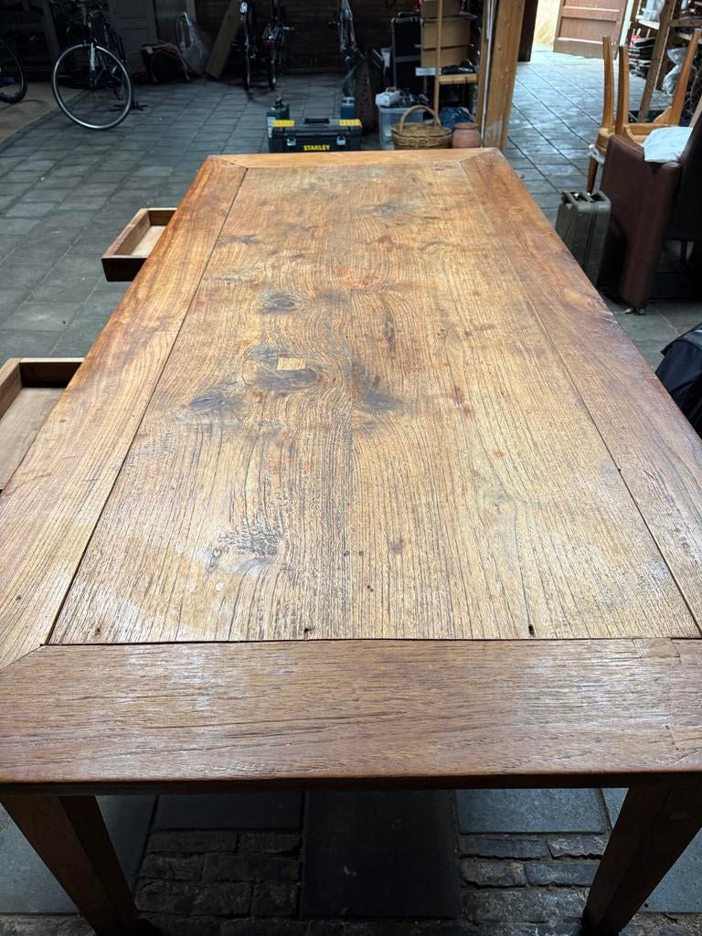 Mooie ruime teakhouten tafel 220x100 cm, Huis en Inrichting, Tafels | Eettafels, Ophalen, Gebruikt, 100 tot 150 cm, Teakhout