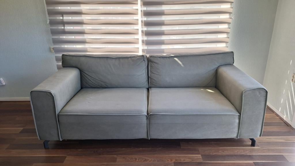 Ruime tweezitsbank grijs/groen, Gebruikt, Tweepersoons, 75 tot 100 cm, Ophalen of Verzenden