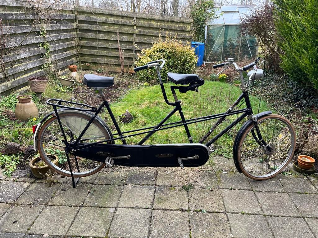 Vintage Tandem Fiets - Klassiek Zwart Model, Ophalen, Minder dan 10 versnellingen, Gebruikt, 51 tot 55 cm