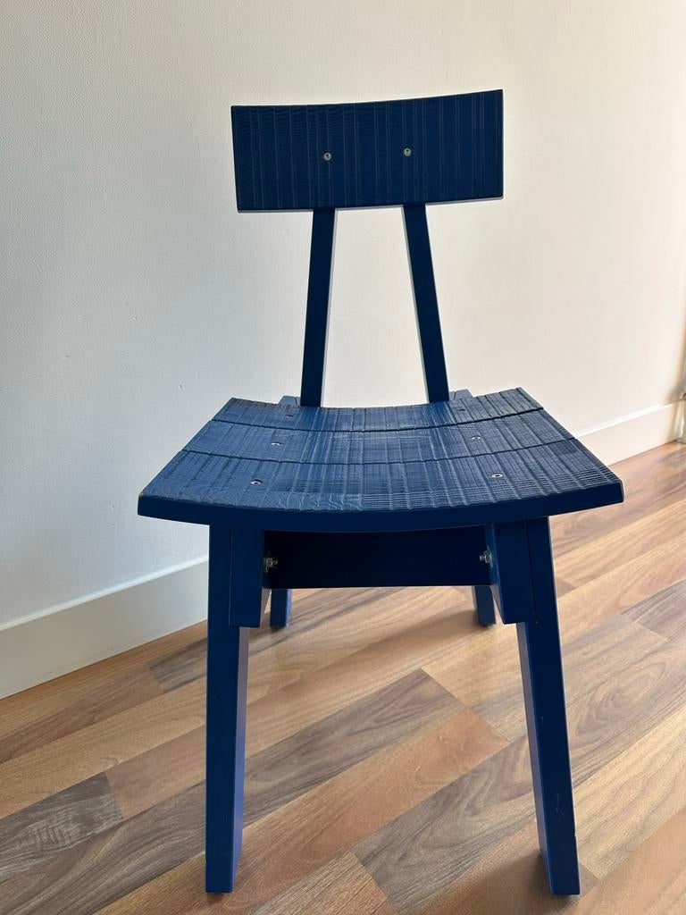 Ikea Industriell stoel - Piet Hein Eek - Binnen/Buiten, Huis en Inrichting, Stoelen, Ophalen, Blauw, Zo goed als nieuw, Eén