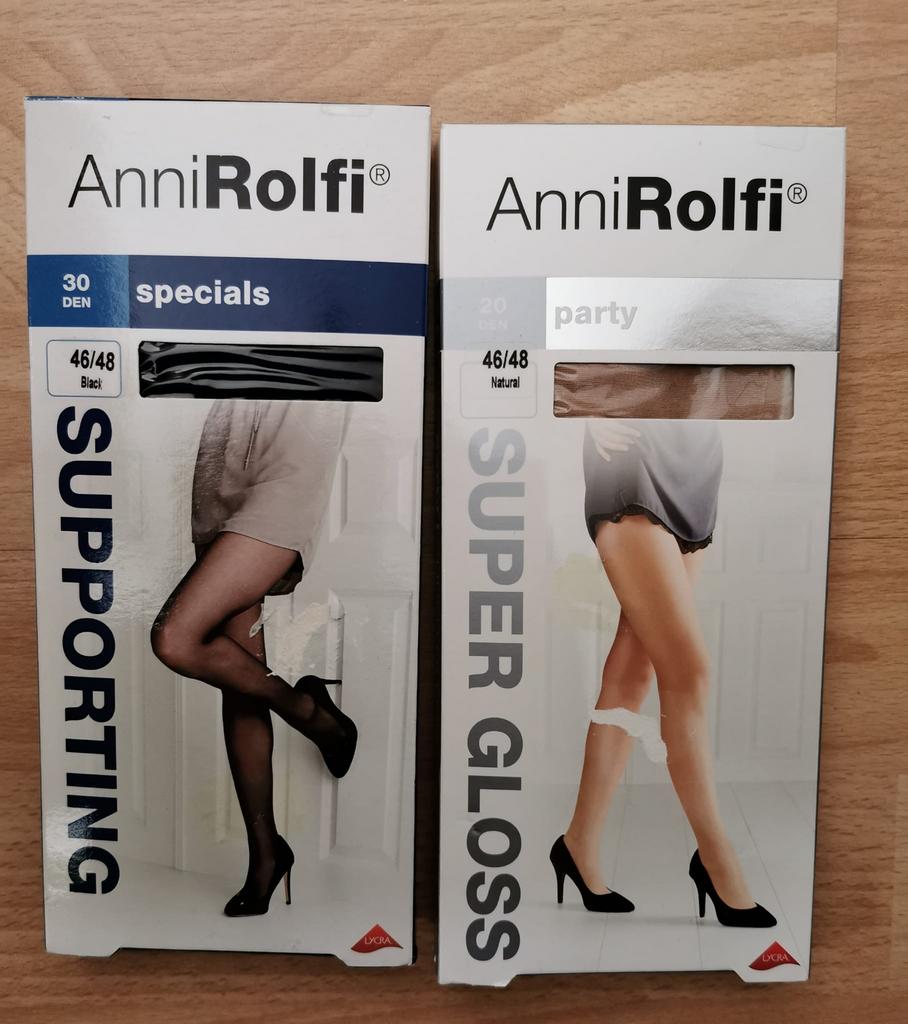Anni Rolfi Panty's - 2 paar, zwart en neutraal, maat 46/48, Maat 48/52 (XL), Zwart, Nieuw, Ophalen of Verzenden