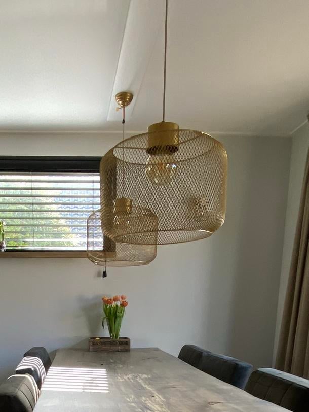 Hanglamp mesh goud PTMD | 2 stuks, Huis en Inrichting, Lampen | Hanglampen, Zo goed als nieuw, Minder dan 50 cm, Ophalen of Verzenden
