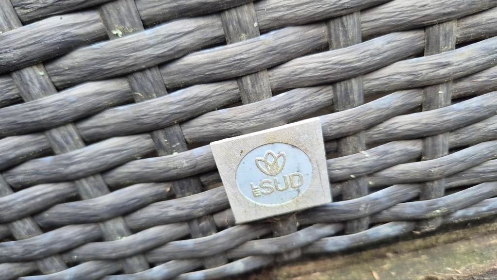 Loungeset Le Sud - Gebruikt met zonverkleurde kussens, Ophalen, 5 zitplaatsen, Gebruikt, Bank