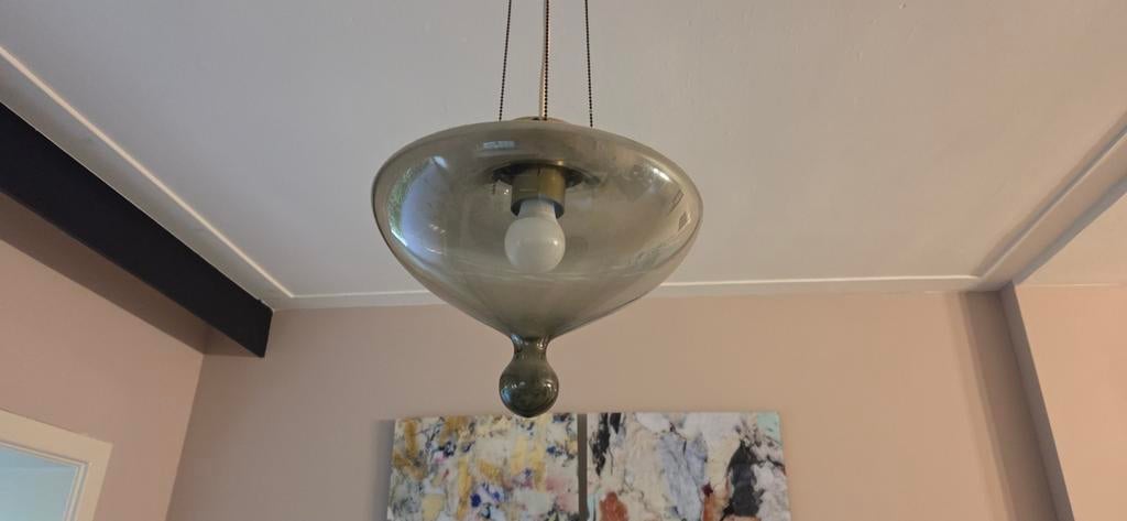 Hanglamp High Chaparral Raak Amsterdam 1970s, Huis en Inrichting, Lampen | Hanglampen, Gebruikt, Minder dan 50 cm, Glas, Metaal