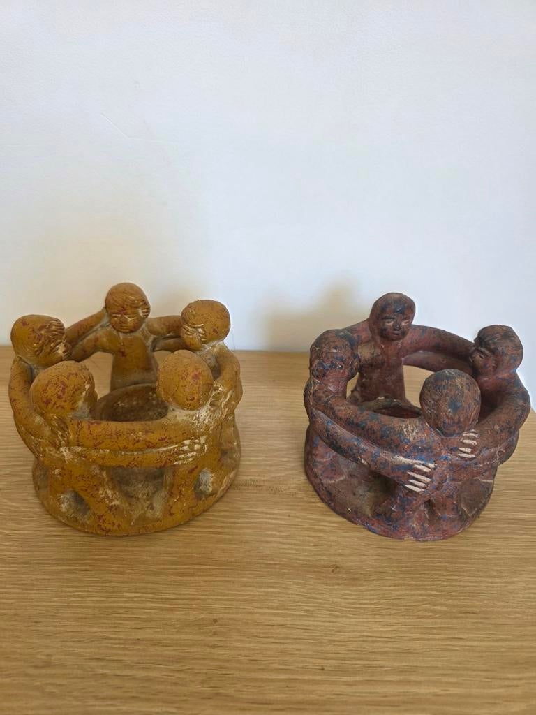 2 Vriendenkringen - Decoratieve Beeldjes, Vintage, Gebruikt, Meerkleurig, Ophalen of Verzenden
