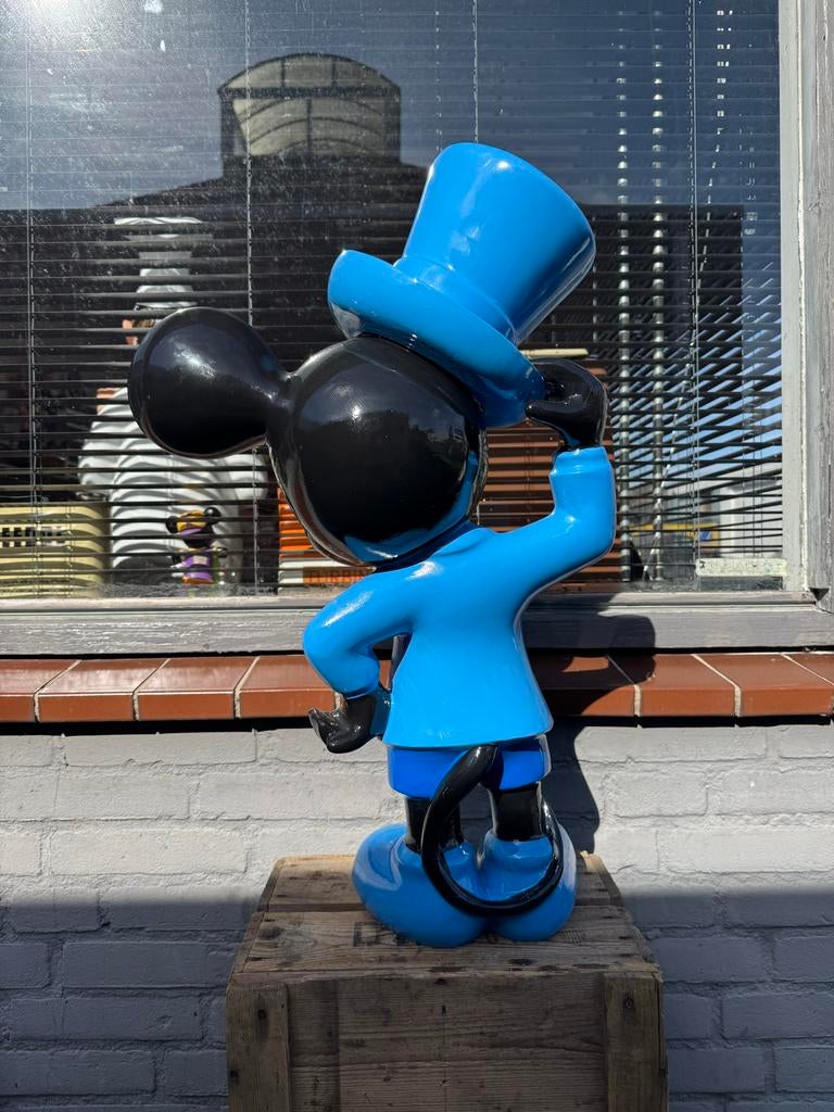 Grote Mickey Mouse Beeld - Blauw met Hoge Hoed, Verzamelen, Disney, Ophalen, Beeldje of Figuurtje, ., Zo goed als nieuw