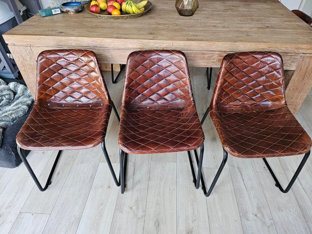 6 Lederen Eetkamerstoelen Bali - Bruin, Ophalen, Gebruikt, Bruin, Vijf, Zes of meer stoelen