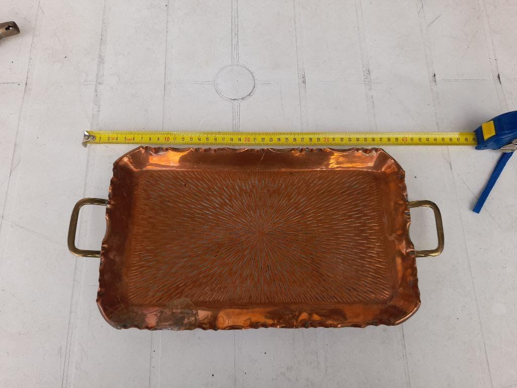 Roodkoperen dienblad met messing handgrepen, Ophalen of Verzenden, Koper