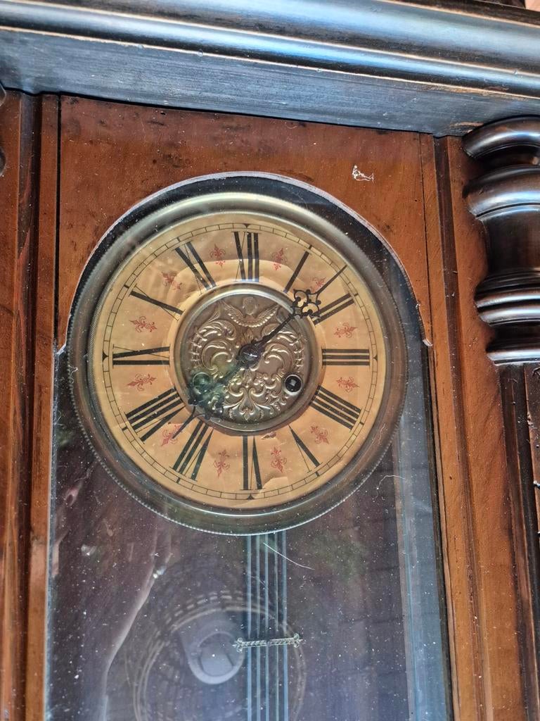 Antieke klok, spiegel, borstelrek, kapstok, Antiek en Kunst, Antiek | Klokken, Ophalen