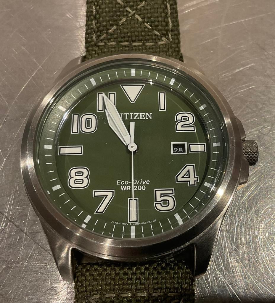 CITIZEN ECO-DRIVE WATCH AW1410, Sieraden, Tassen en Uiterlijk, Horloges | Heren, Gebruikt, Polshorloge, Citizen, Staal, Kunststof