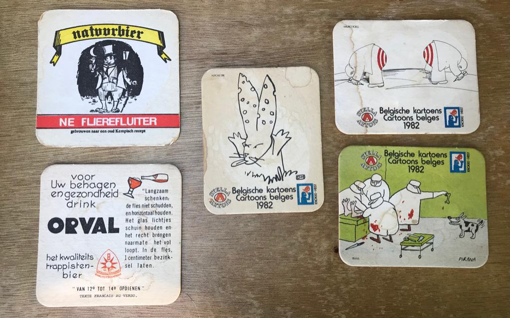 Bierviltje - Natuurbier - Orval - Stella Artois 1982, Ophalen of Verzenden, Zo goed als nieuw, Viltje(s), Overige merken