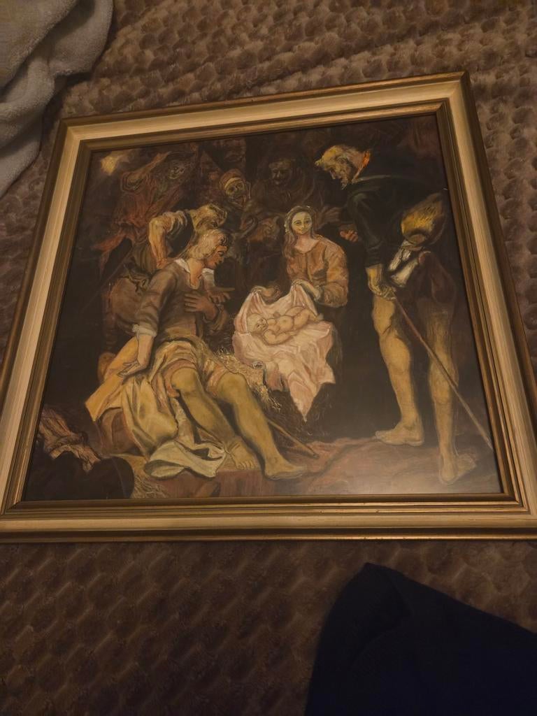 Oud schilderij met religieuze scène, Ophalen