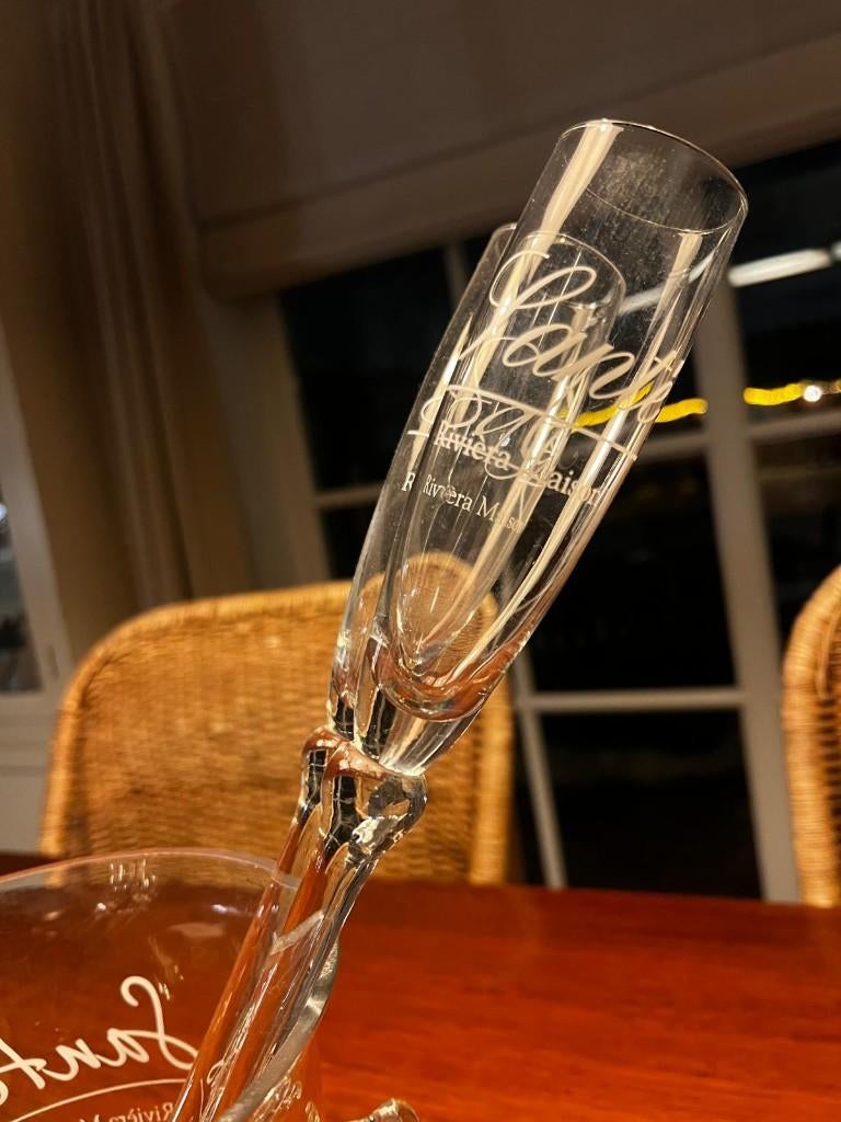 Champagneglazen Rivièra Maison in houder, Ophalen of Verzenden, Zo goed als nieuw, Overige typen