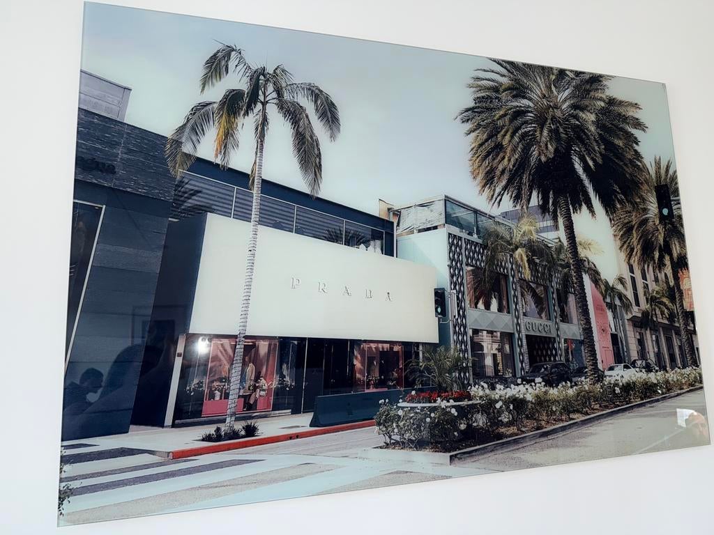 Glazen schilderij 80x120 - Prada, Huis en Inrichting, Ophalen, Zo goed als nieuw, Schilderij, 100 tot 125 cm