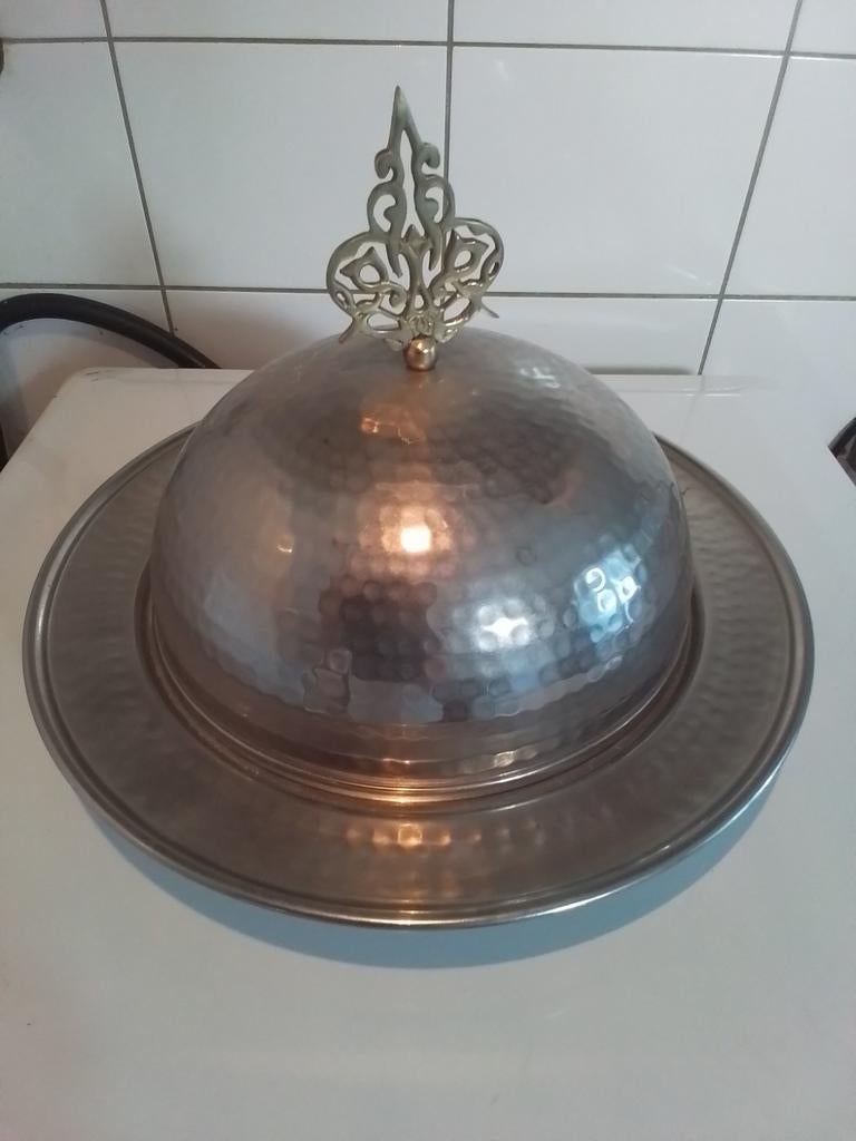Metalen Cloche / Serveer stolp - 30 cm, Overige materialen, Gebruikt, Schaal, Rond