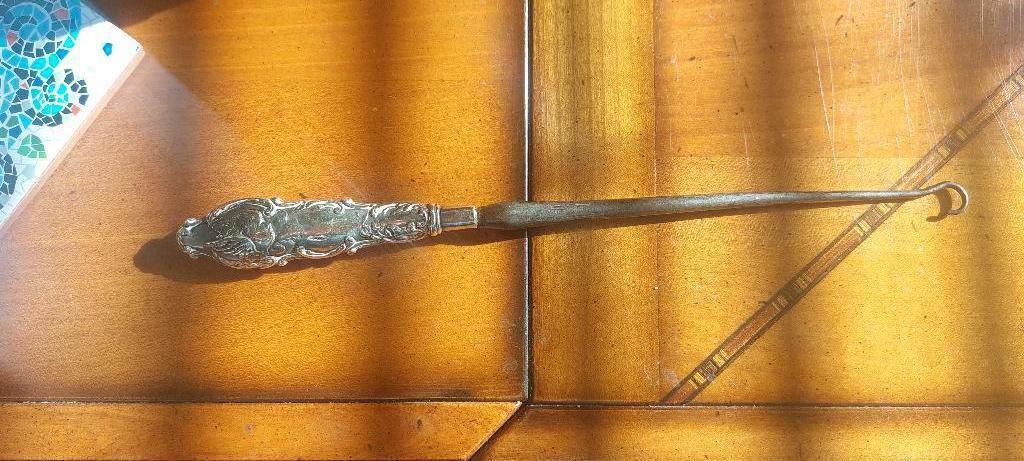 art nouveau engels zilver handvat gemerkt veterhaak, Antiek en Kunst, Ophalen of Verzenden, Zilver