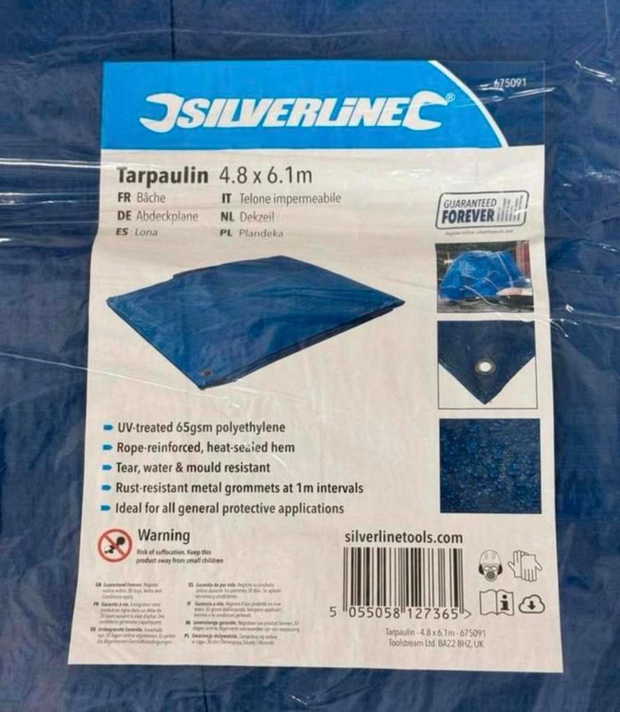 Silverline Afdekzeil dekzeil zeil waterdicht 480 610 cm, Nieuw, Ophalen of Verzenden, H, H