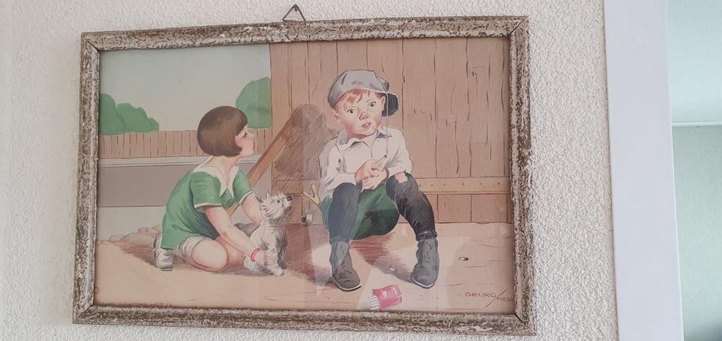 Aquarel schilderij van George Meijer, Antiek en Kunst, Kunst | Schilderijen | Klassiek, Ophalen of Verzenden