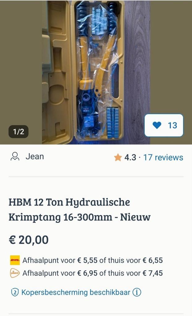 Opgelicht? HBM 12 Ton Hydraulische Krimptang 16-300mm, Witgoed en Apparatuur, Zonnebanken en Gezichtsbruiners, Ophalen of Verzenden