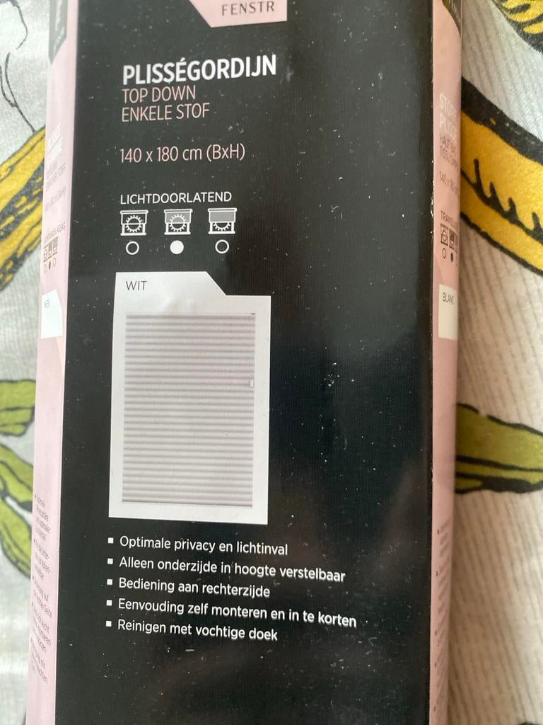 Witte Plisségordijn 140x180cm - Nieuw, 100 tot 150 cm, Wit, Nieuw, Ophalen of Verzenden