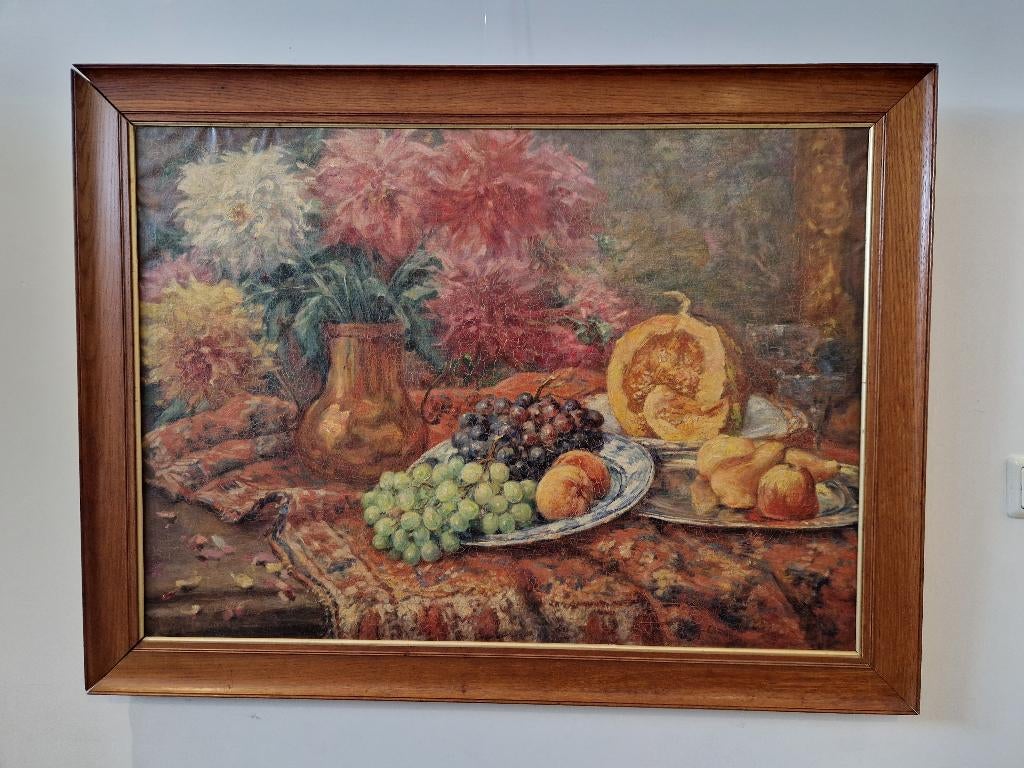 Schilderij stilleven - olieverf op doek, Antiek en Kunst, Kunst | Schilderijen | Klassiek, Ophalen