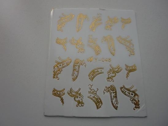 Velletje nagel water decals stickers Y-048 figuren goud, Nieuw, Ophalen of Verzenden, Handen en Nagels, Goud