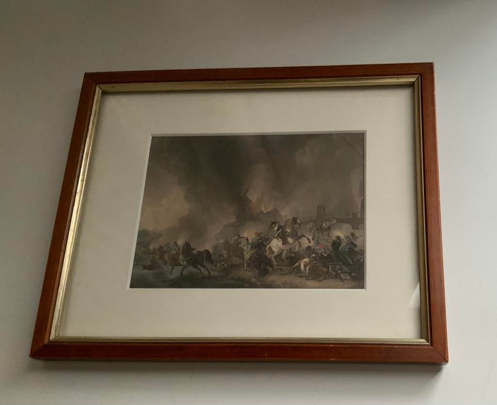 Mooi oud schilderijtje Jacht tafereel, Antiek en Kunst, Ophalen of Verzenden