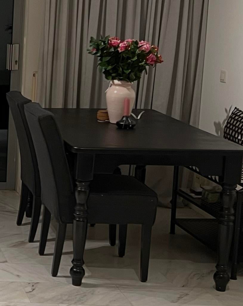 Houten eettafel voor 6 personen, Huis en Inrichting, Complete eetkamers, Ophalen, Zo goed als nieuw, 4 tot 6 stoelen