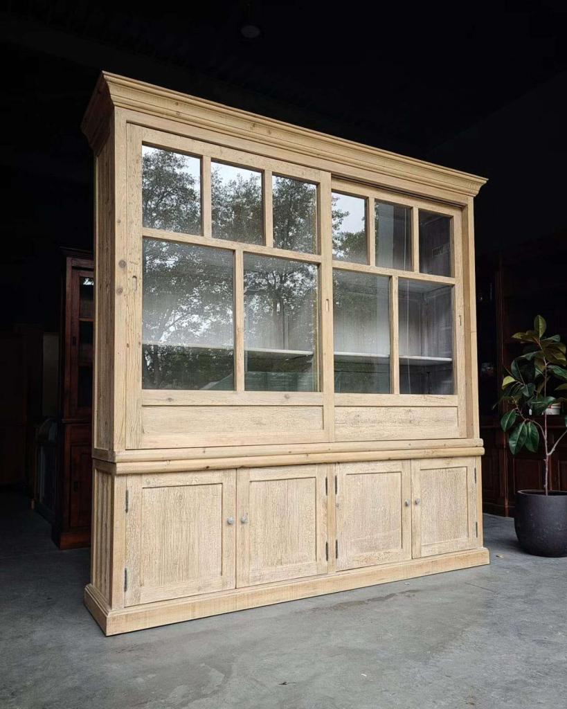 Stoere vitrinekast Jaren " 20 - 30 " | Buffetkast  #2347, Niet ingevuld, 200 cm of meer, Niet ingevuld, Ophalen of Verzenden