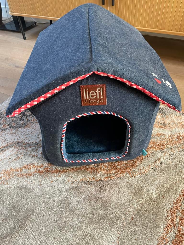 Stoffen blauwe kattenmand van merk Lief., Ophalen, Gebruikt