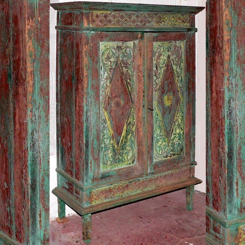Unieke houten kast Java ka25 vintage landelijk antiek kunst, Ophalen of Verzenden