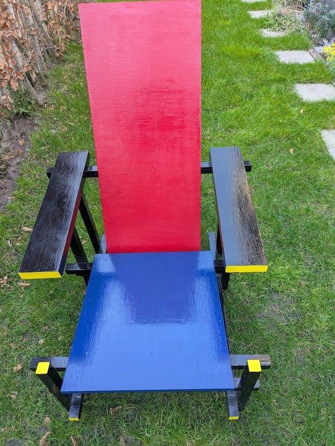 Rietveld stoel, replica, hout, Huis en Inrichting, Stoelen, Ophalen, Gebruikt, Kunstbeweging De Stijl, Eén