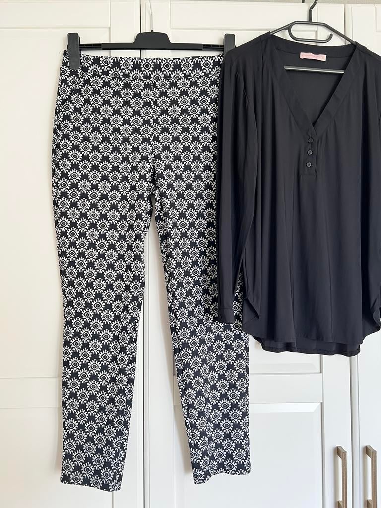 Studio anneloes set evi blouse XL & kate ornament broek L, Zwart, Maat 46/48 (XL) of groter, Ophalen of Verzenden, Zo goed als nieuw