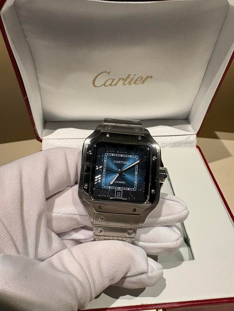 Cartier Santos de Cartier Automatisch Herenhorloge – Blauw, Overige merken, Staal, Staal, Verzenden