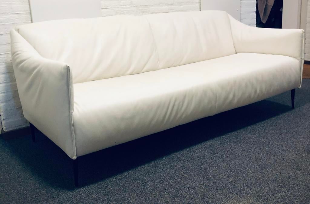 Montel Luxe Witte Leren bank, Ophalen, Zo goed als nieuw, 75 tot 100 cm