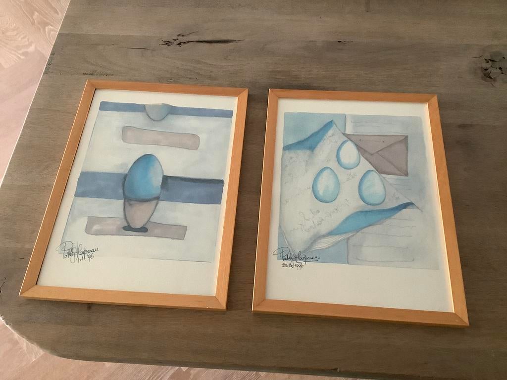 2 zeefdrukken Patty Harpenau ingelijst, gesigneerd gedateerd, Ophalen of Verzenden