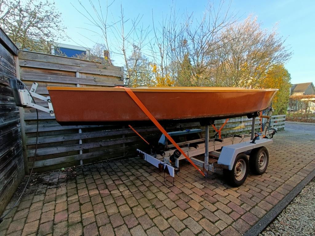 Polyvalk + trailer als motorboot evt. ombouwen sloep, Watersport en Boten, Ophalen, Geen motor, Gebruikt, 6 meter of meer