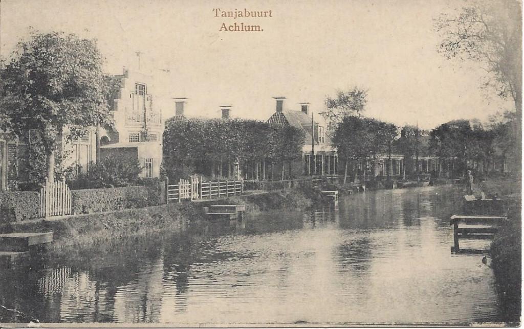 Achlum (Frl.) Tanjabuurt, aan de Achlumervaart, gelopen 1923, Ophalen of Verzenden, Voor 1920, Gelopen, Friesland