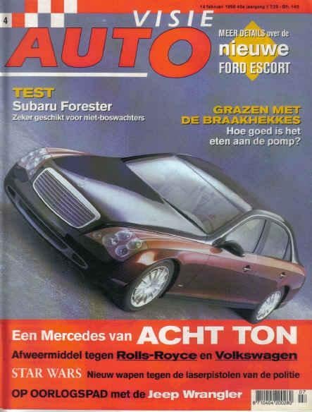 Autovisie 4 1998 : Jeep Wrangler - Subaru Forester - Maybach, Ophalen of Verzenden, Gelezen, Algemeen