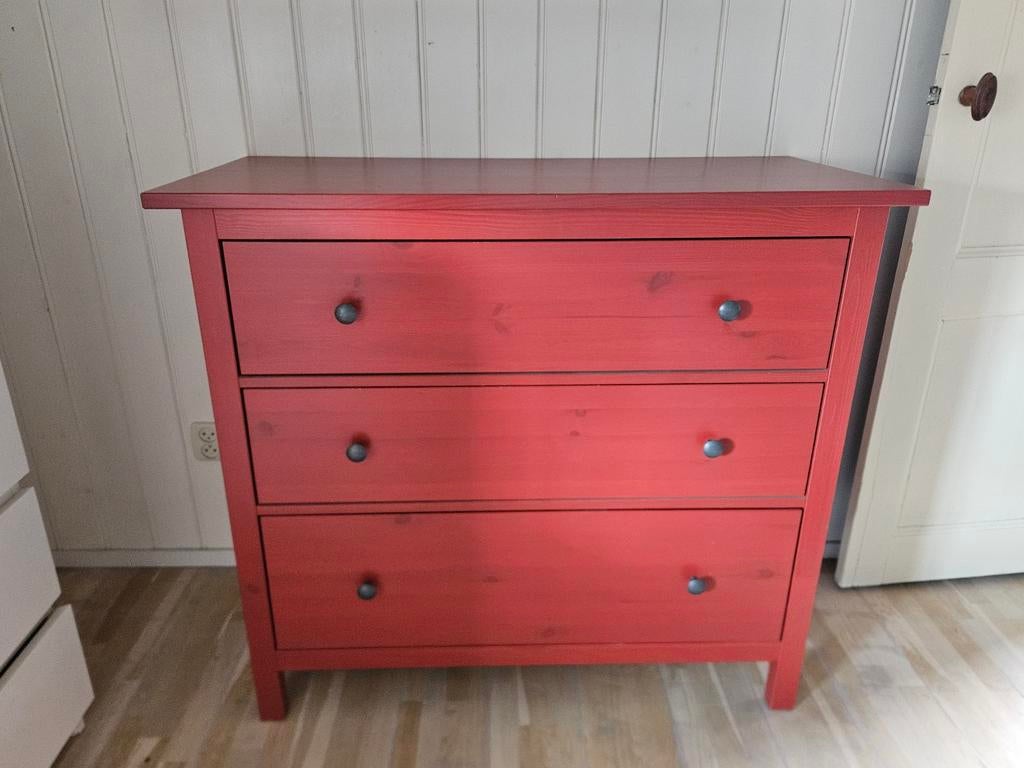 Ikea ladekast, rood, met 3 lades, Ophalen, 50 tot 100 cm, 3 of 4 laden, Minder dan 100 cm