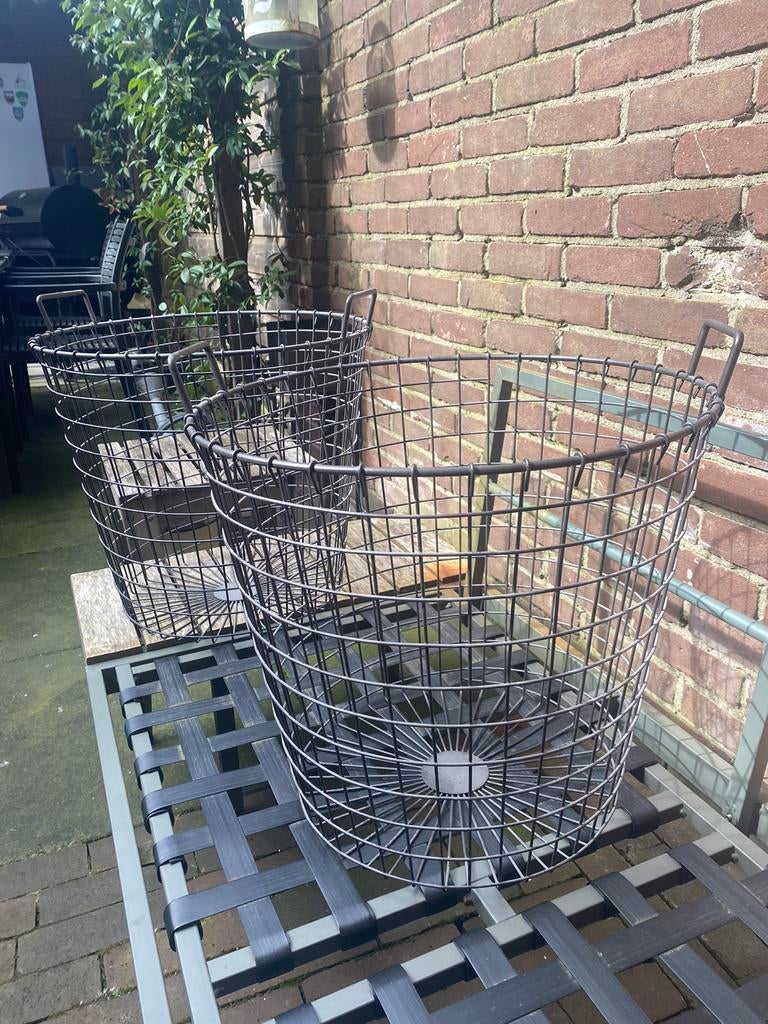 Metalen manden, Ophalen of Verzenden, Zo goed als nieuw, Rond, Overige materialen