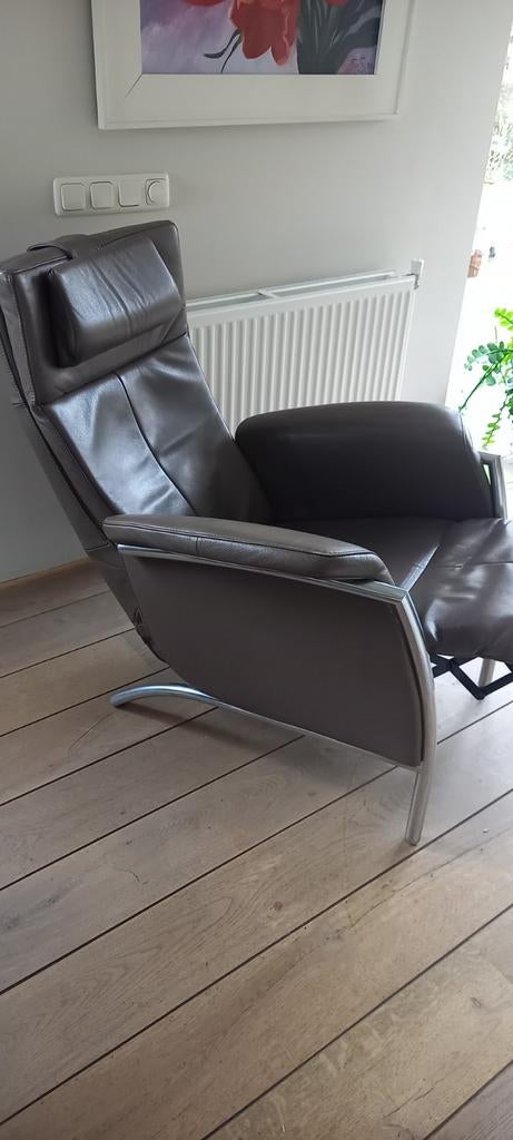 Bruine leren relax fauteuil, Ophalen of Verzenden