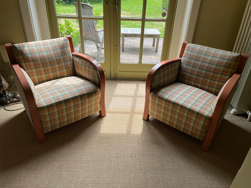 2 Jugendstil Clubfauteuils (opnieuw bekleed) ca. 1920, Huis en Inrichting, Fauteuils, Ophalen, 75 tot 100 cm, Zo goed als nieuw