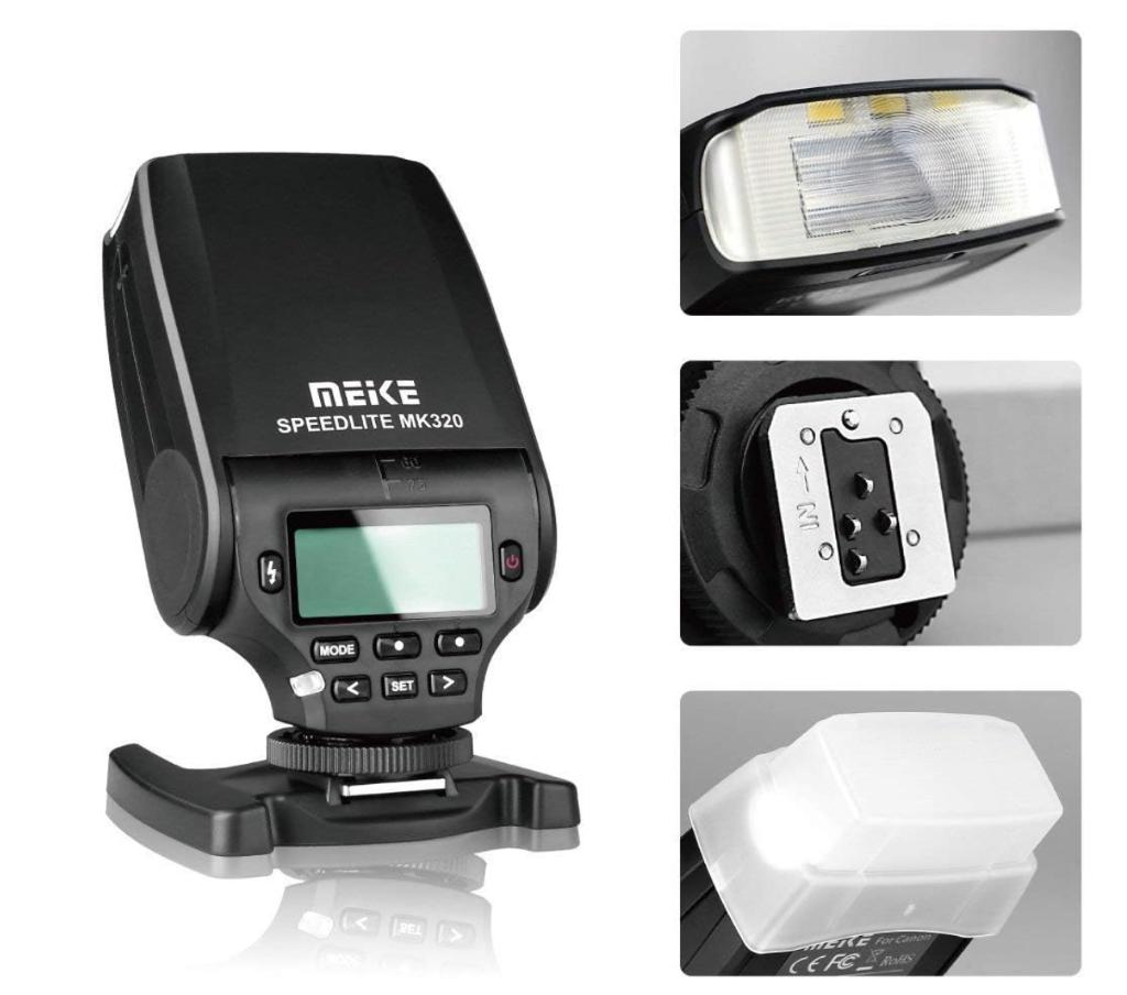 Meike 320 flitser incl. trigger set, Verzenden, Zo goed als nieuw, Overige merken, Kantelbaar