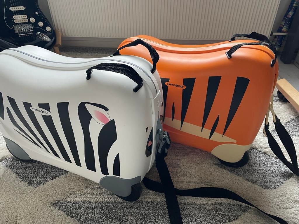 Samsonite kinder koffers (Dream2Go) Tijger en Zebra, Wieltjes, 40 tot 60 cm, 20 tot 30 cm, Wit