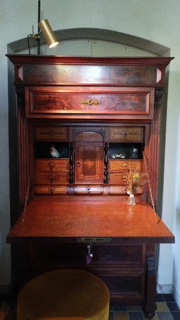 schitterende antieke ladenkast / secretaire / klepkast, Antiek en Kunst, Ophalen