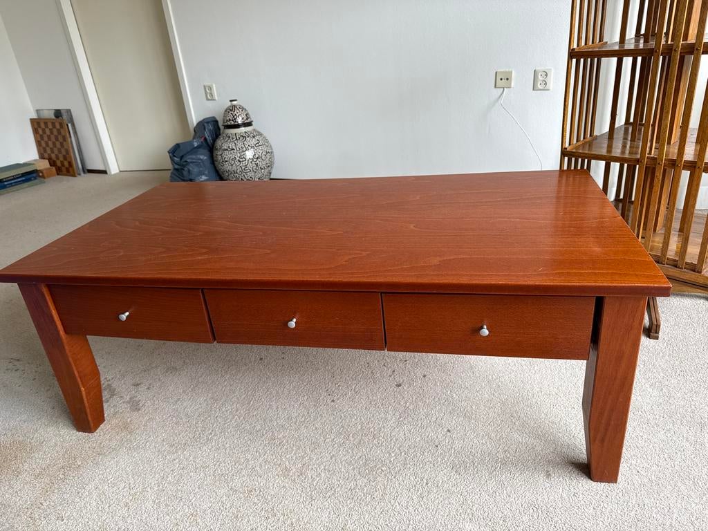 Salontafel stevig met 3 lades, Ophalen, Gebruikt, 100 tot 150 cm, 50 tot 100 cm