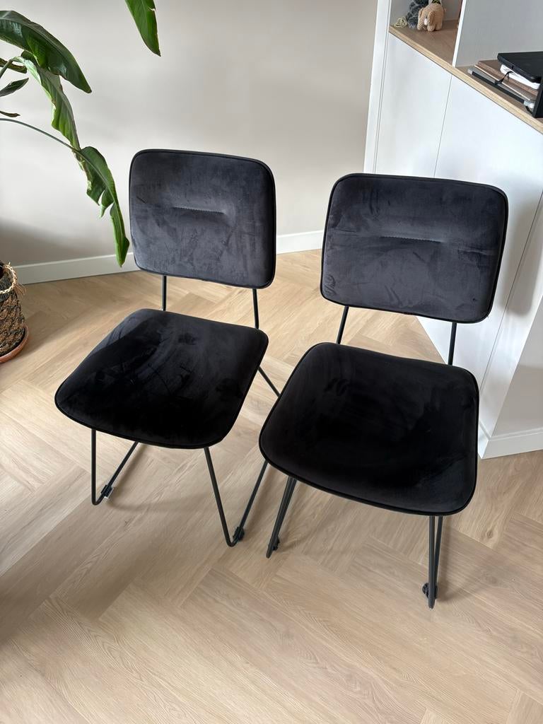 4 Eleonora stoelen - Zwart fluweel, Huis en Inrichting, Ophalen, Gebruikt, Zwart, Vier