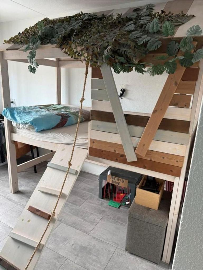 Gratis Jungle bed (hoogslaper) 200x90 cm, Ophalen, Gebruikt, Hoogslaper